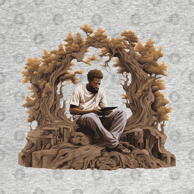 Black Man Reading On A Tree by Graceful Designs